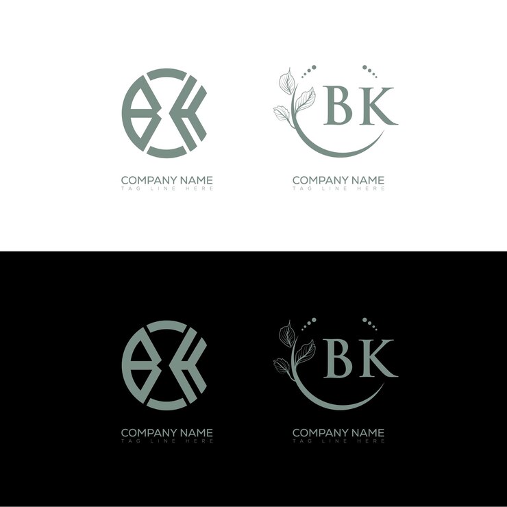 Vector bk diseño minimalista y clásico del conjunto de logotipos bk monograma vector de forma de círculo