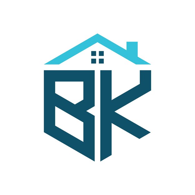 BK House Logo Design Template Letter BK Logo para la construcción de bienes raíces o cualquier negocio relacionado con la casa