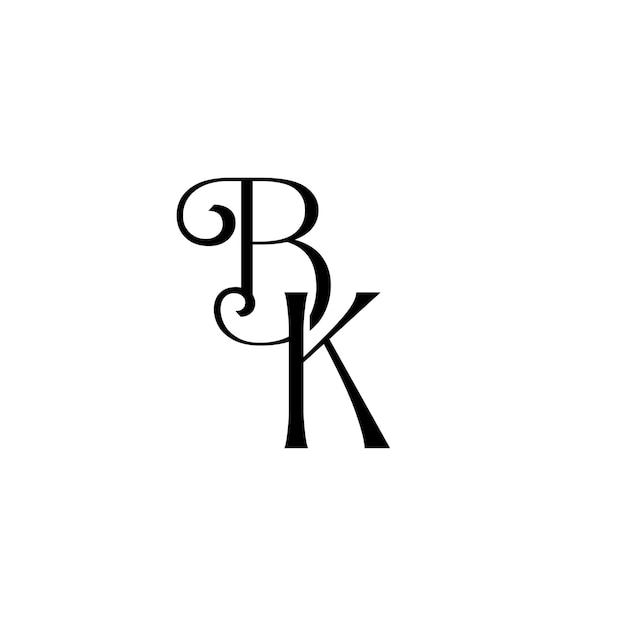 BK Monogram Logo Design letra texto nombre símbolo monocromo logotipo alfabeto carácter simple logo