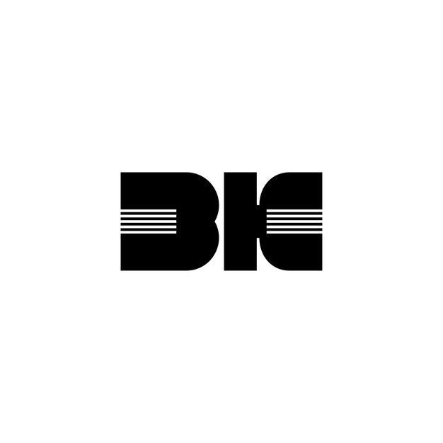 BK Monogram Logo Design letra texto nombre símbolo monocromo logotipo alfabeto carácter simple logo