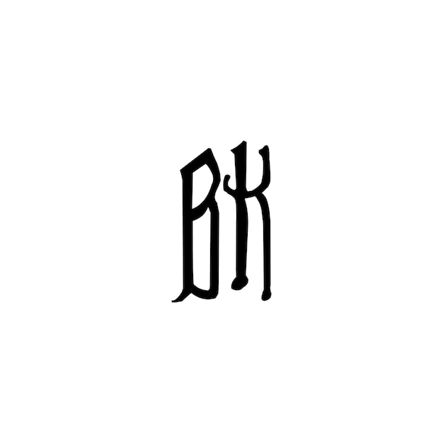 BK Monogram Logo Design letra texto nombre símbolo monocromo logotipo alfabeto carácter simple logo