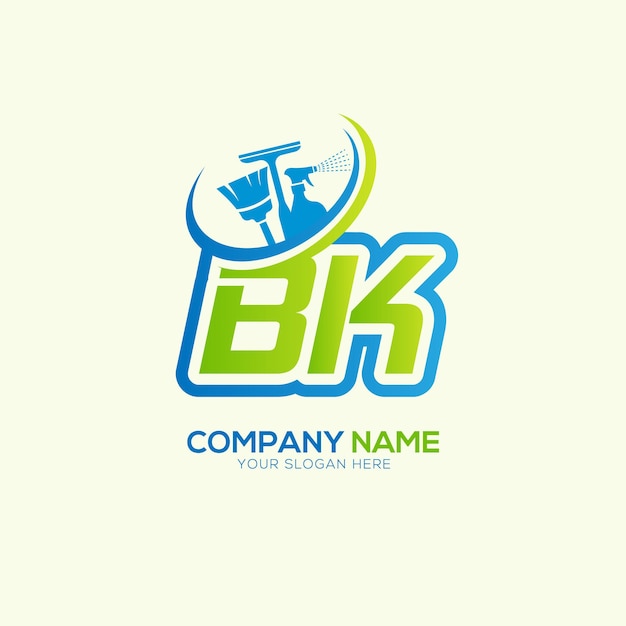 BK o KB Letra local Vector de limpieza Vector del logotipo del servicio de limpia