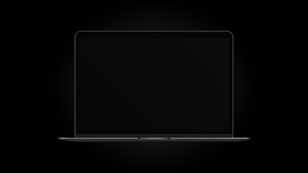 Black air laptop mockup versión oscura vista frontal ilustración vectorial