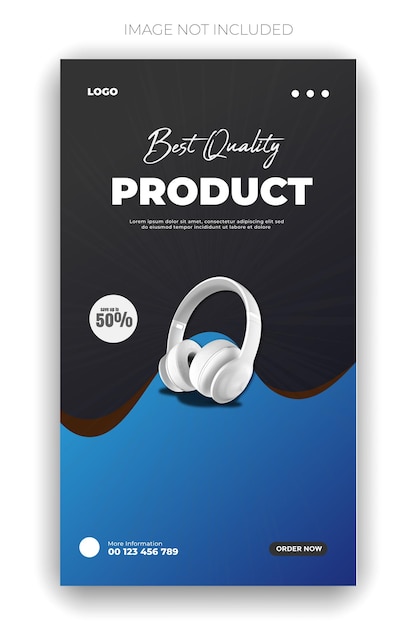 a black and blue poster that says best product