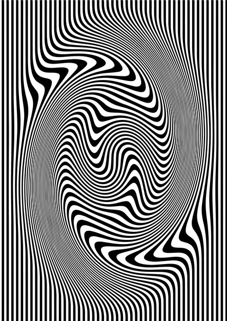 a black and white abstract illustration of a man in a black and white striped background