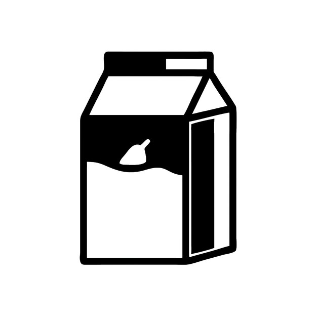 Black and white icon depicts a carton with a scoop floating in liquid transparent background