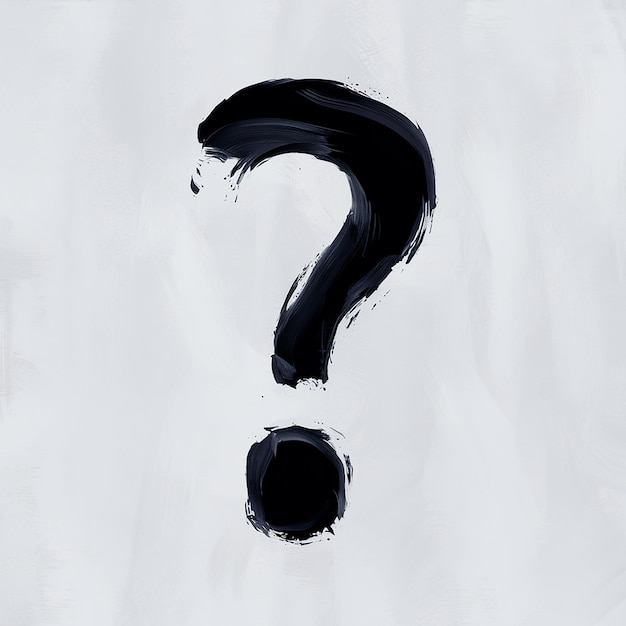 Vector a black and white painting of a question mark is on a white surface