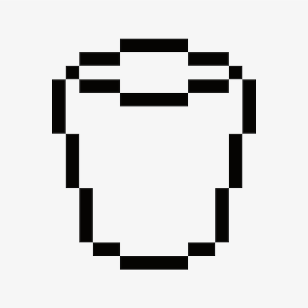black and white rubbish bin pixel art icon vector illustration