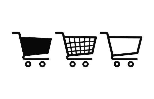 Black and White Shopping Cart Ecommerce Icons Set