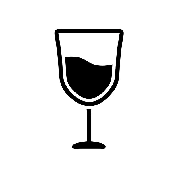 Black and white simple wine glass icon elegantly holds a liquid against transparency