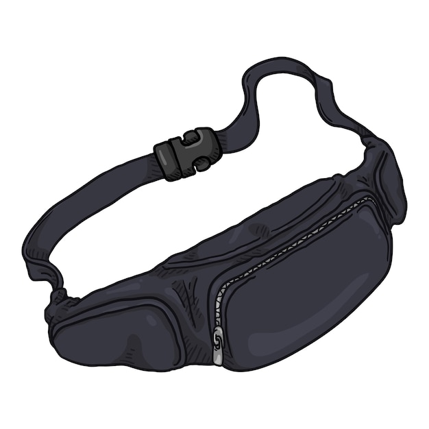Vector black belt bag vector cartoon ilustración de mens beltbag