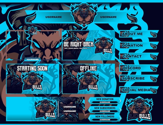 Black Bull Gym Esport Gaming diseño diseño streamer twitch