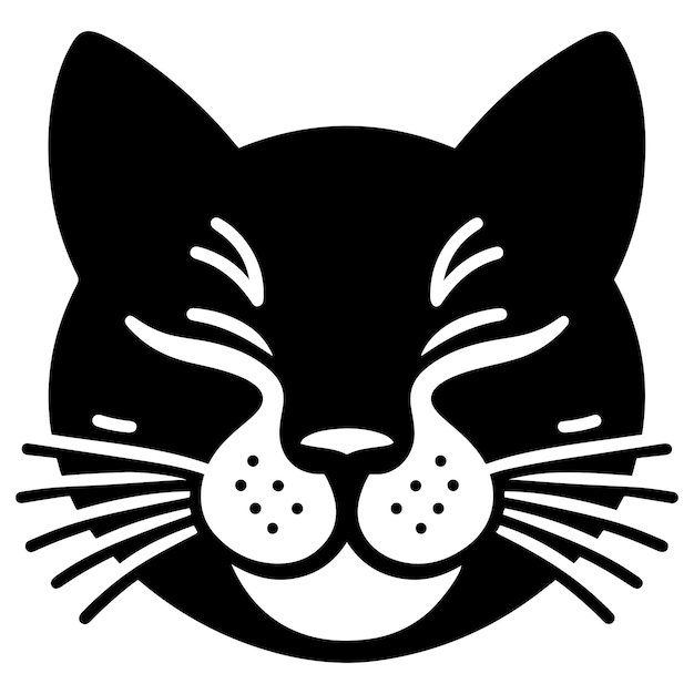 Black Cat Face Set en ilustración vectorial de silueta negra plana para el diseño de paquetes con temas de mascotas