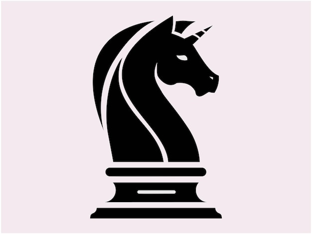 Black Chess Knight Horse Pegasus Unicorn silueta diseño de logotipo