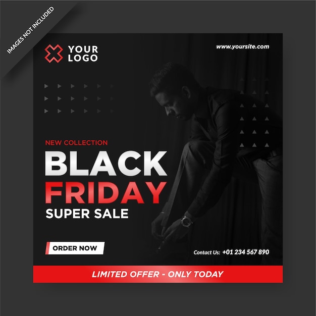 Black friday banner instagram y diseño de publicaciones en redes sociales