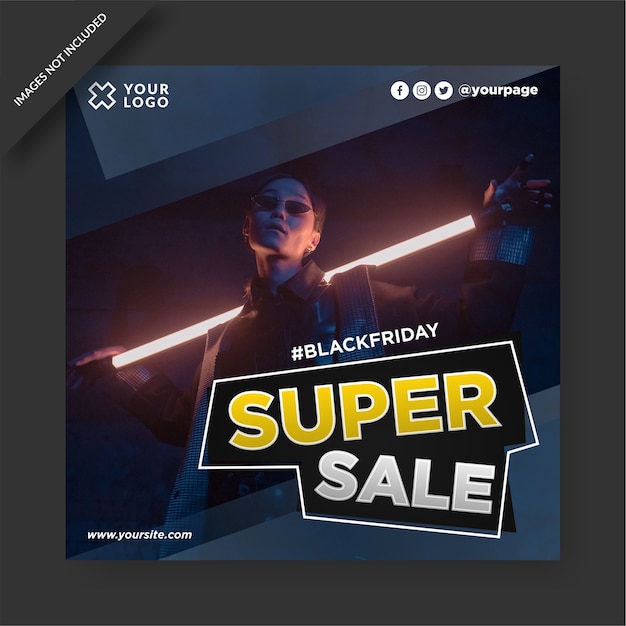 Black friday banner instagram y diseño de publicaciones en redes sociales