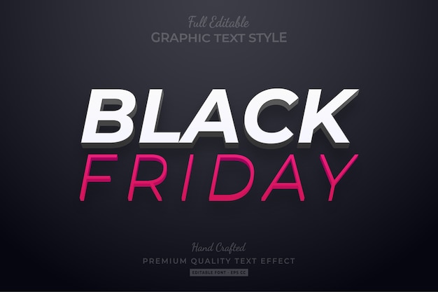 Black friday editable eps text style effect premium