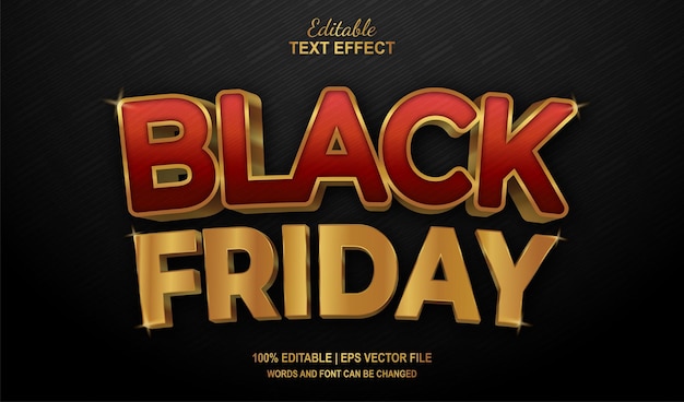 Black Friday Editable Text Effect Style lujo rojo oro