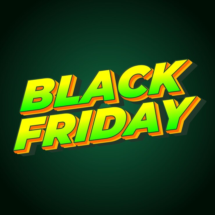 Vector black friday efecto de texto a todo color con estilo tridimensional para anuncios en redes sociales