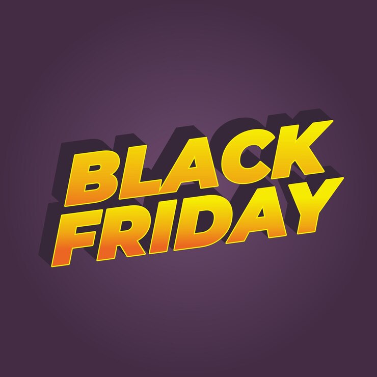 Vector black friday efecto de texto a todo color con estilo tridimensional para anuncios en redes sociales