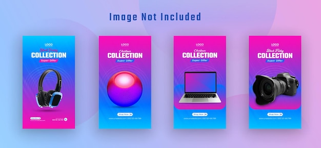Black Friday Gadget Collection historia de instagram y banner web Vector Premium