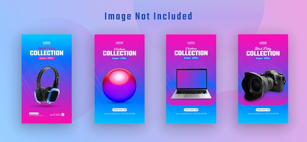 Black friday gadget collection historia de instagram y banner web vector premium