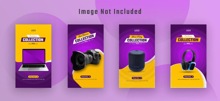 Black Friday Gadget Collection historia de instagram y banner web Vector Premium