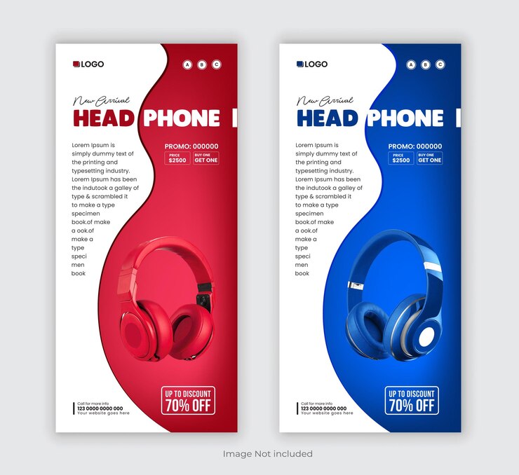 Vector black friday mega venta dl diseño de volante o tarjeta de rack folleto plantilla de folleto para la venta de auriculares