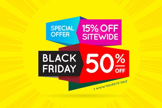 Black Friday Sale Sign Banner Poster listo para Web e Print Vector Super Mega enorme venta con oferta especial