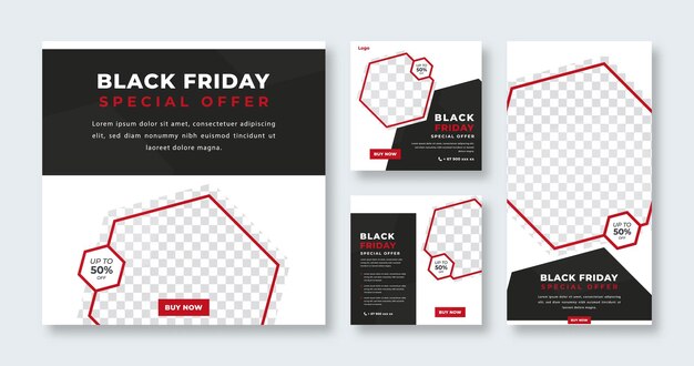 Black Friday Sale para Social Media Post Mobile App Banners Historias y Web Internet Ads Flyer Set