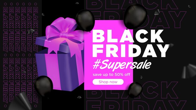 Black friday shop now supersale 2022 banner fondo vectorial