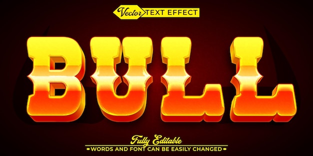 Black y Golden Bull Vector Efecto de texto de objeto inteligente totalmente editable