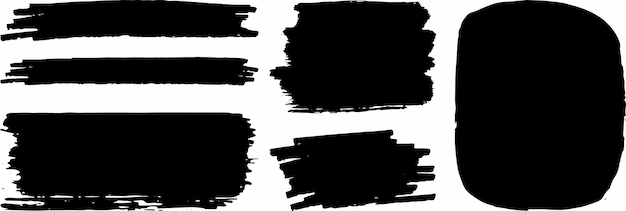 Black Grunge Brush Stroke Vector Set Abstract Ink Brush Strokes HandPainted Shapes and Texture (Conjunto de pinceles de tinta abstractos, pinceles pintados a mano, formas y texturas pintadas a mano)