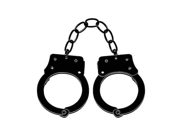 Black handcuff silhouette vector illustration on white background