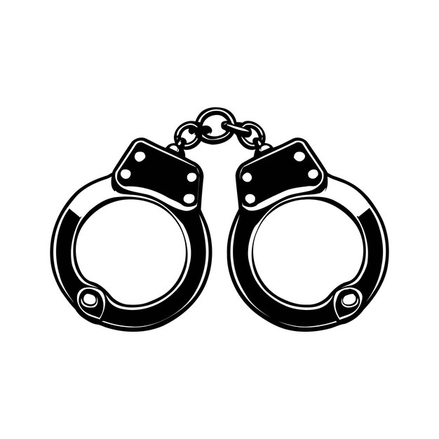 Black handcuff silhouette vector illustration on white background