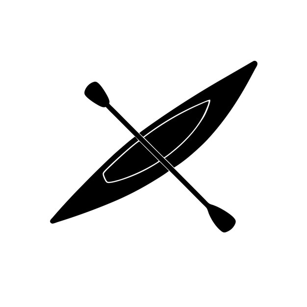 Black Kayak with Paddle Icon