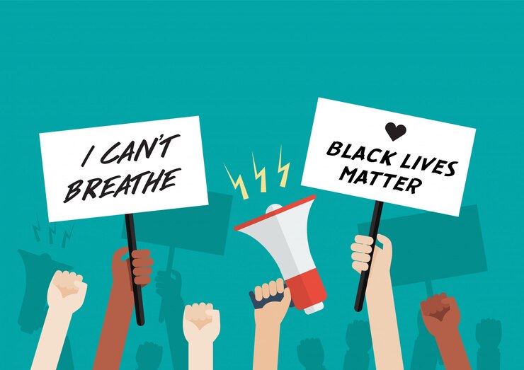 Vector black lives matter. multitud de manifestantes