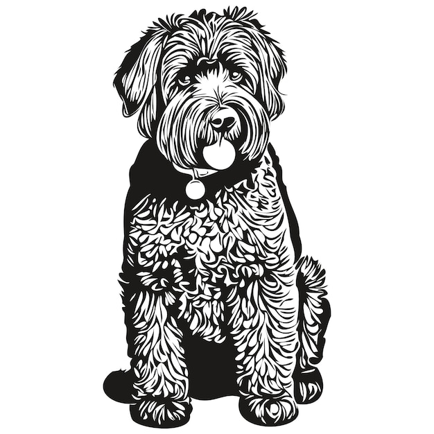 Vector black russian terrier perro dibujado a mano logo dibujo blanco y negro línea arte mascotas ilustración raza realista mascota