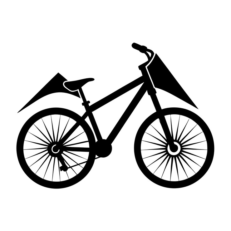 Black Silhouette of a Mountain Bike with Decorative Elements