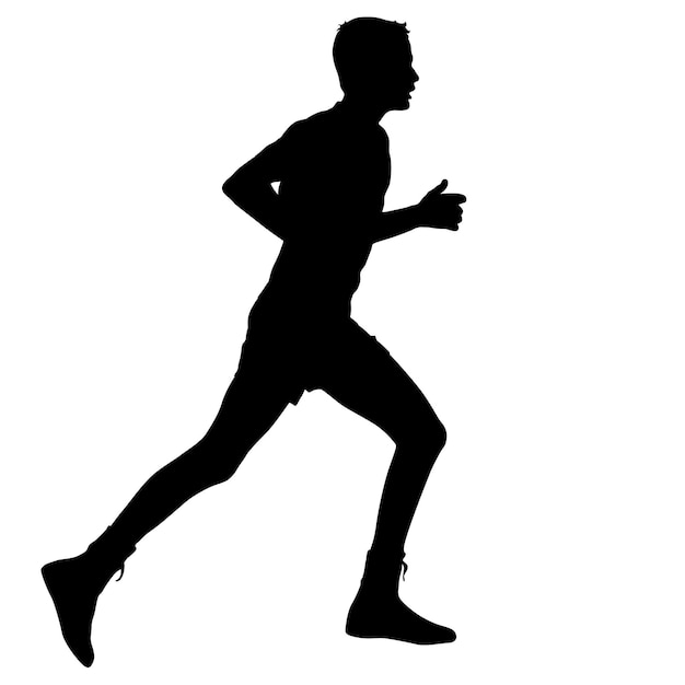 Vector black silhouettes runners sprint hombres sobre fondo blanco