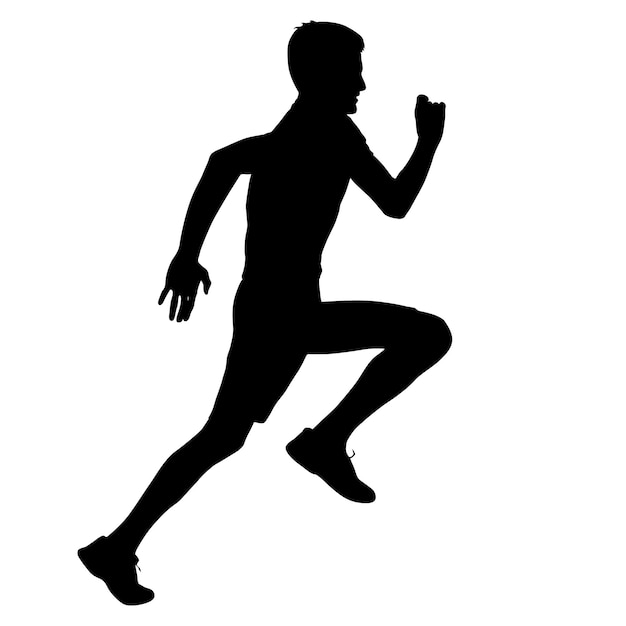 Vector black silhouettes runners sprint hombres sobre fondo blanco