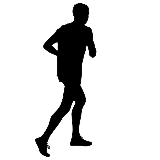 Black silhouettes runners sprint hombres sobre fondo blanco