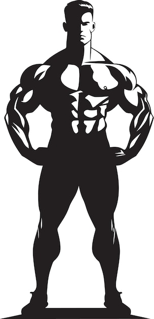 Blackened Brawn Bodybuilders Iconic Vector Symbol Graphite Glance Todo el cuerpo Negro Vector Glyph