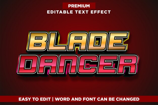 Vector blade dancer, efecto de texto editable del estilo del logotipo del juego