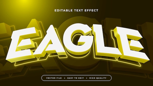 Blanco y amarillo águila estilo de fuente de efecto de texto 3D editable