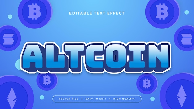 Blanco y azul altcoin estilo de fuente de efecto de texto editable en 3D