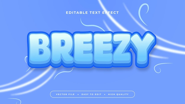 Blanco y azul brisa estilo de fuente de efecto de texto 3D editable