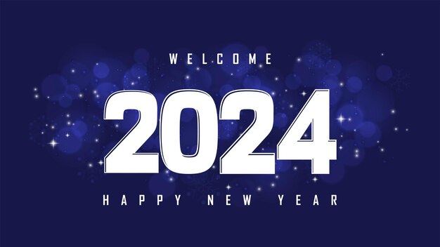 blanco y azul feliz año nuevo 2024 diseño