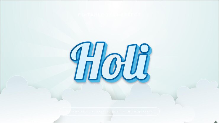 Vector blanco y azul holi 3d efecto de texto editable estilo de fuente efecto de estilo de texto colorido