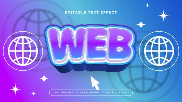 Blanco azul y púrpura violeta web 3d estilo de fuente de efecto de texto editable